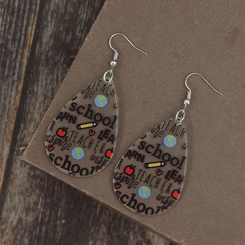 Acrylic Letter Teardrop Shape Earrings.