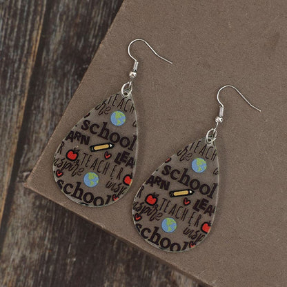 Acrylic Letter Teardrop Shape Earrings.