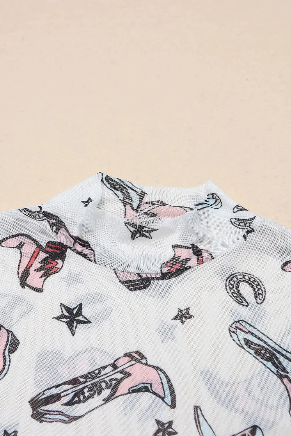 Printed Mock Neck Long Sleeve Bodysuit Coco’s Tee Boutique