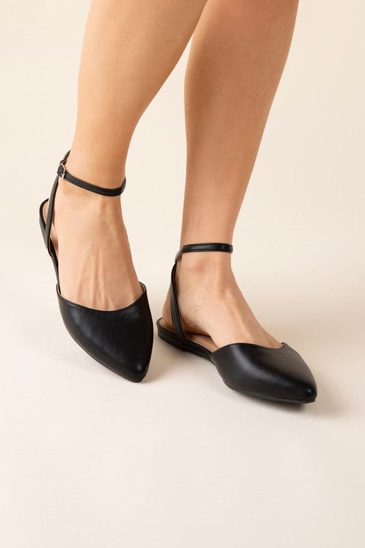 LINDEN-S Ankle Strap Flats.