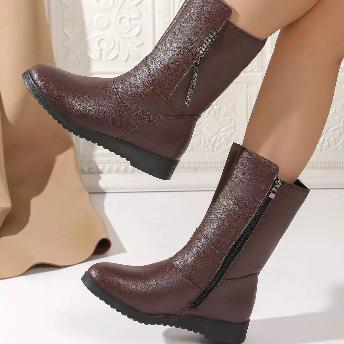 Round Toe Side Zip Boots Simply Love