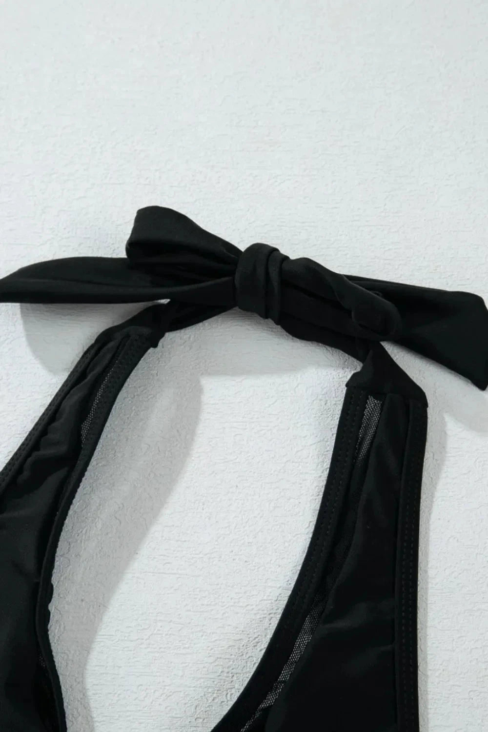 Sheer Mesh Edged Halter V Neck Push Up Bikini Set Simply Love