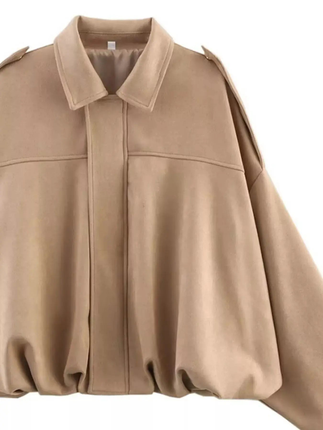 Collared Neck Dropped Shoulder Jacket Simply Love
