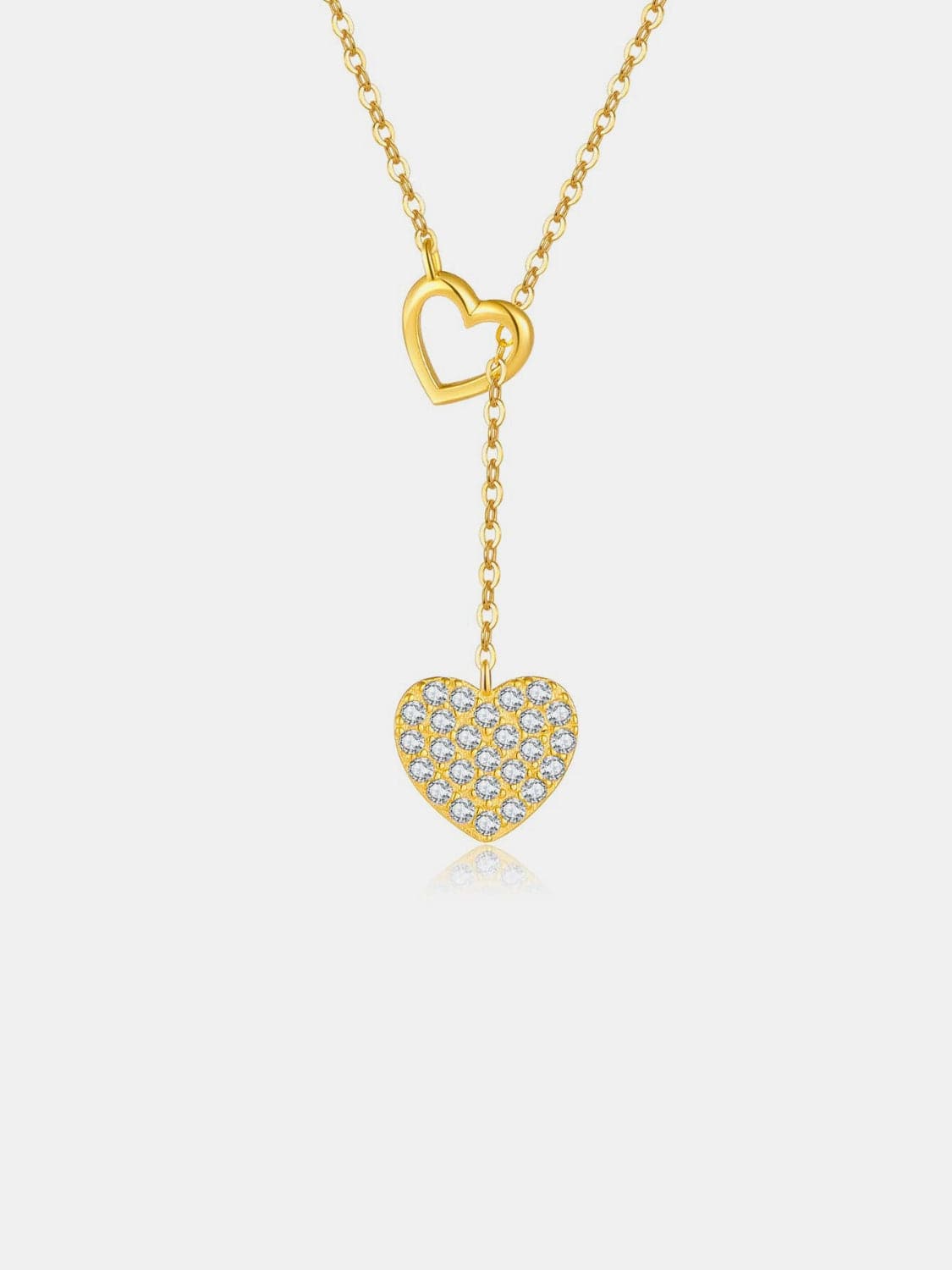 925 Sterling Silver Inlaid Zircon Heart Necklace.