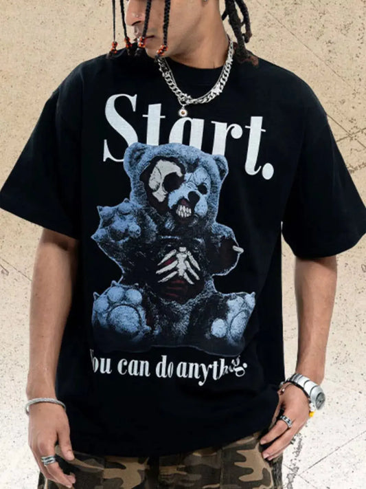 Men's Graphic Round Neck Oversized T-Shirt Simply Love