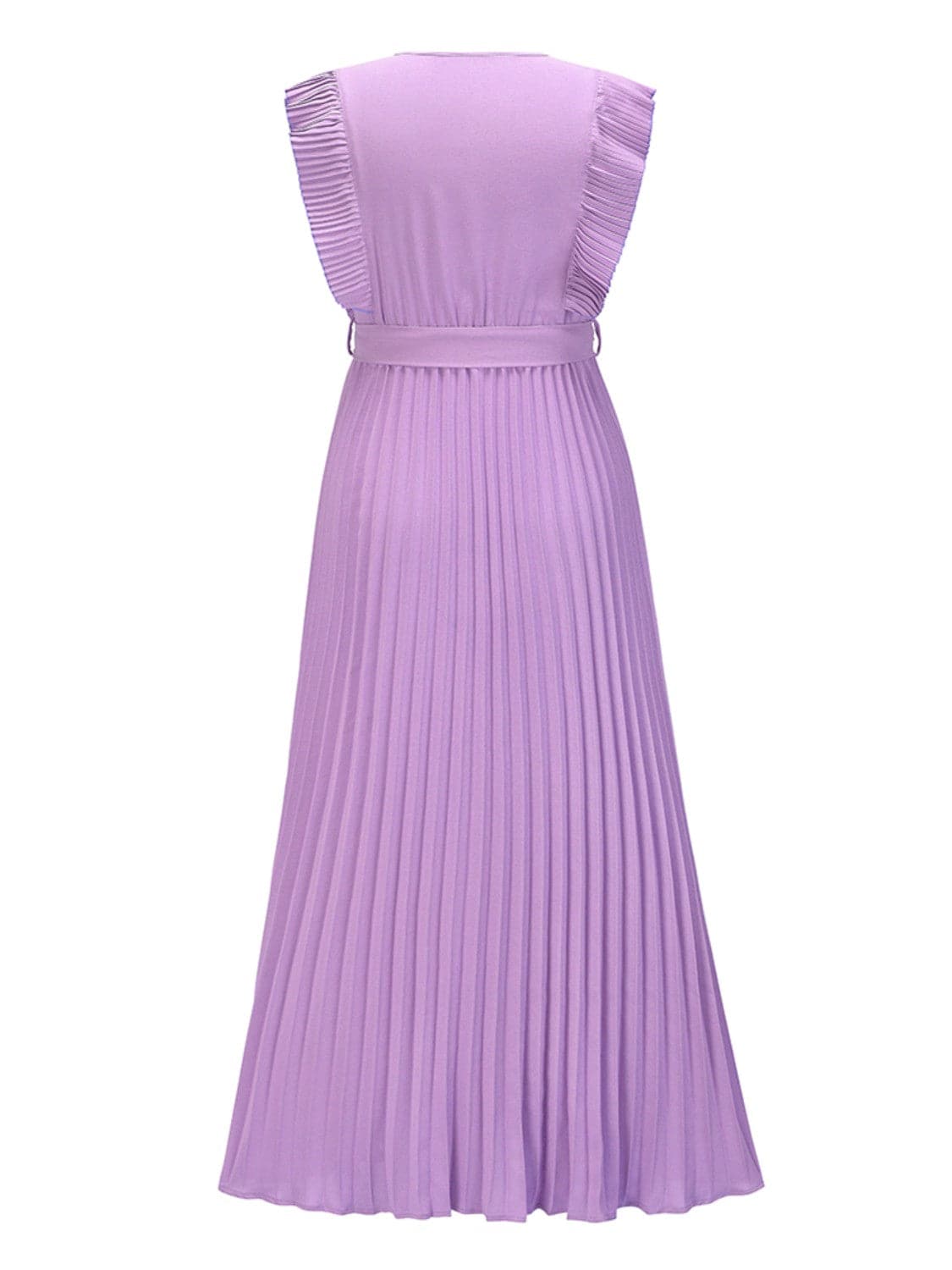 Tied Surplice Cap Sleeve Pleated Dress.