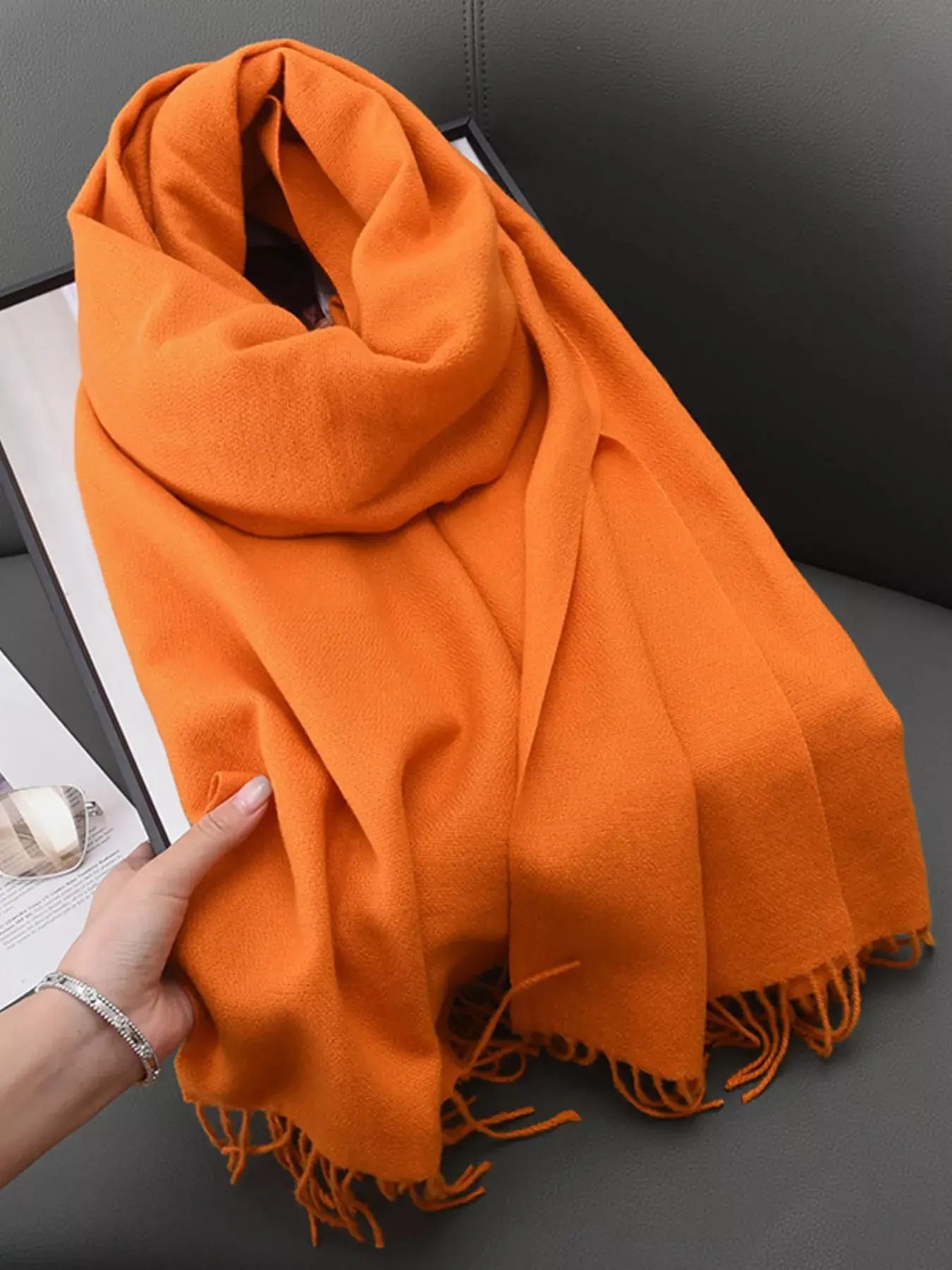Solid Color Fringe Scarf Simply Love