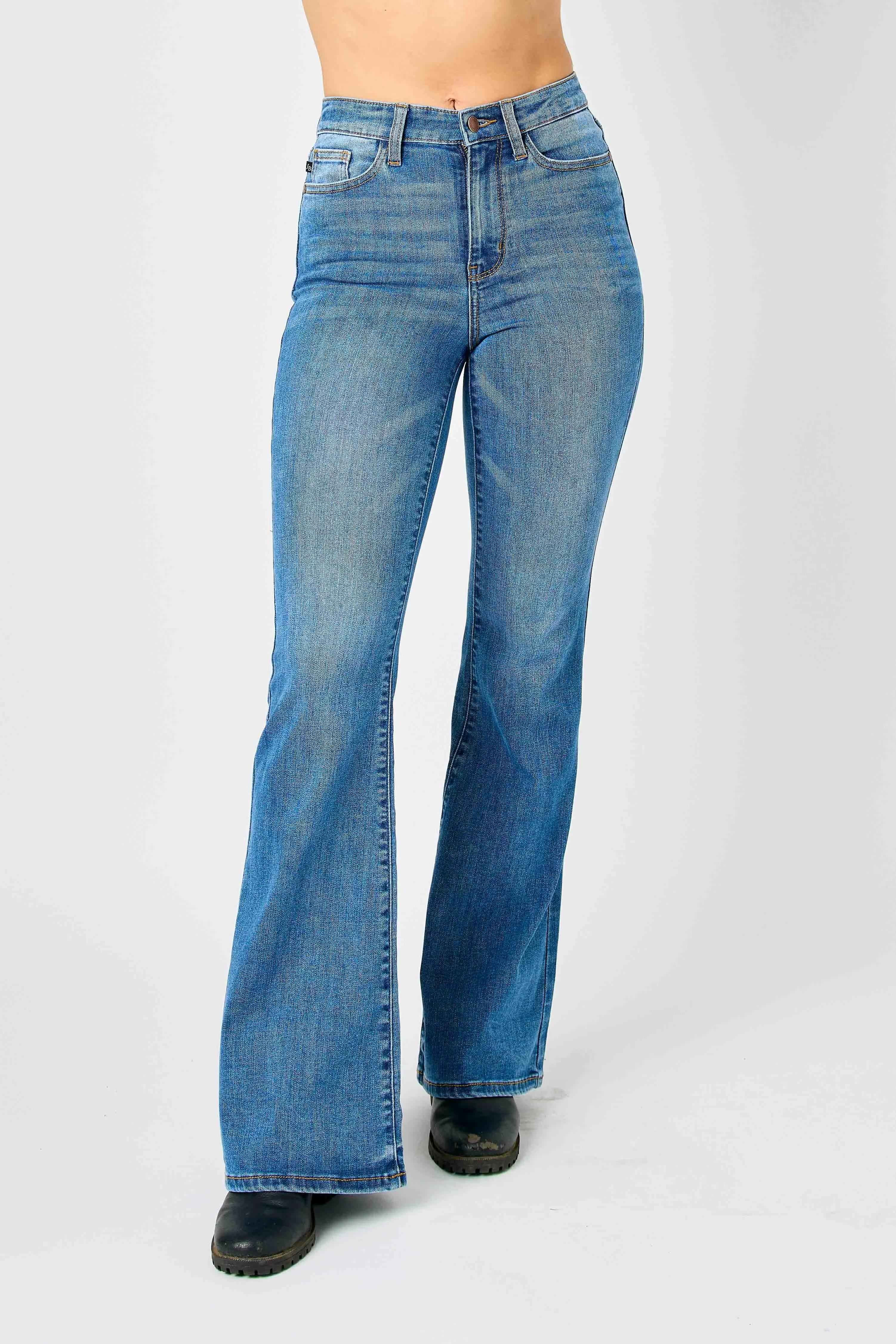 Judy Blue Plus Size High Waisted Classic Flare Jeans - Love Salve 