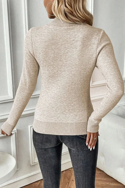 Cozy mock neck long sleeve pullover sweater