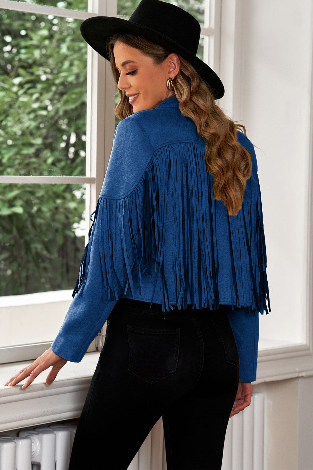 Fringe Trim Lapel Collar Cropped Blazer Coco’s Tee Boutique