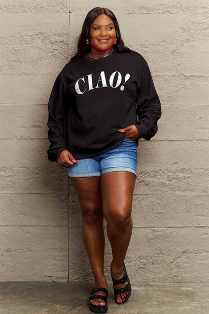 Simply Love Full Size CIAO！Round Neck SweatshirtSimply Love Full Size CIAO! Round Neck Sweatshirt
 Experience the perfect blend of comfort and style with our Simply Love Full Size CIAO! Round Neck Sweatshirt. CrafLove Salve Simply Love Full Size CIAO！Round Neck Sweatshirtplus