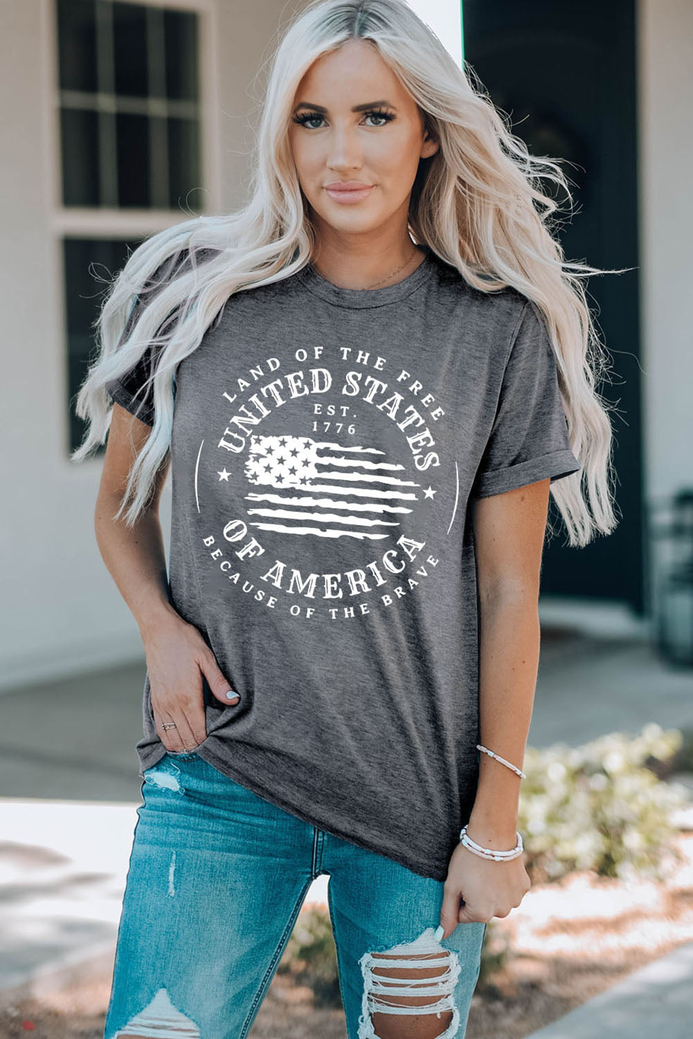 US Flag Graphic Short Sleeve Tee Simply Love
