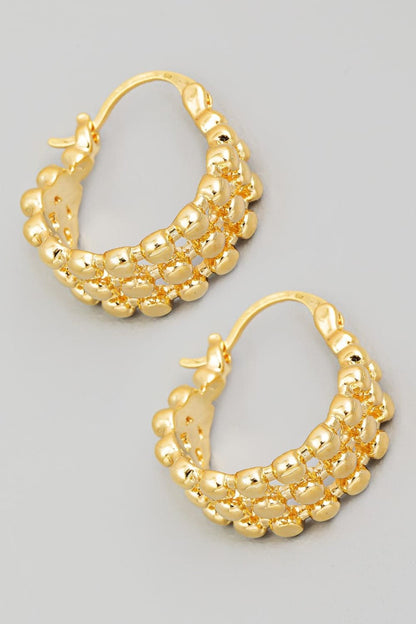 Chic metallic bead hoop earrings with pincatch detail