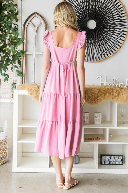 Reborn J Ruffled Sleeveless Tiered Midi DressExperience Elegance with the Reborn J Ruffled Sleeveless Tiered Midi Dress
 Indulge in sophistication with our Ruffled Sleeveless Tiered Midi Dress, a garment that eLove Salve Ruffled Sleeveless Tiered Midi Dressusa