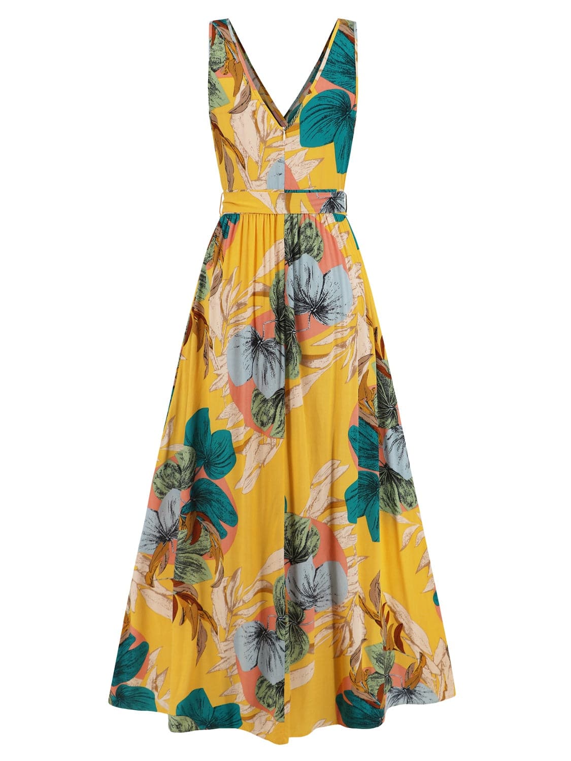 Slit Tied Printed Surplice Dress.