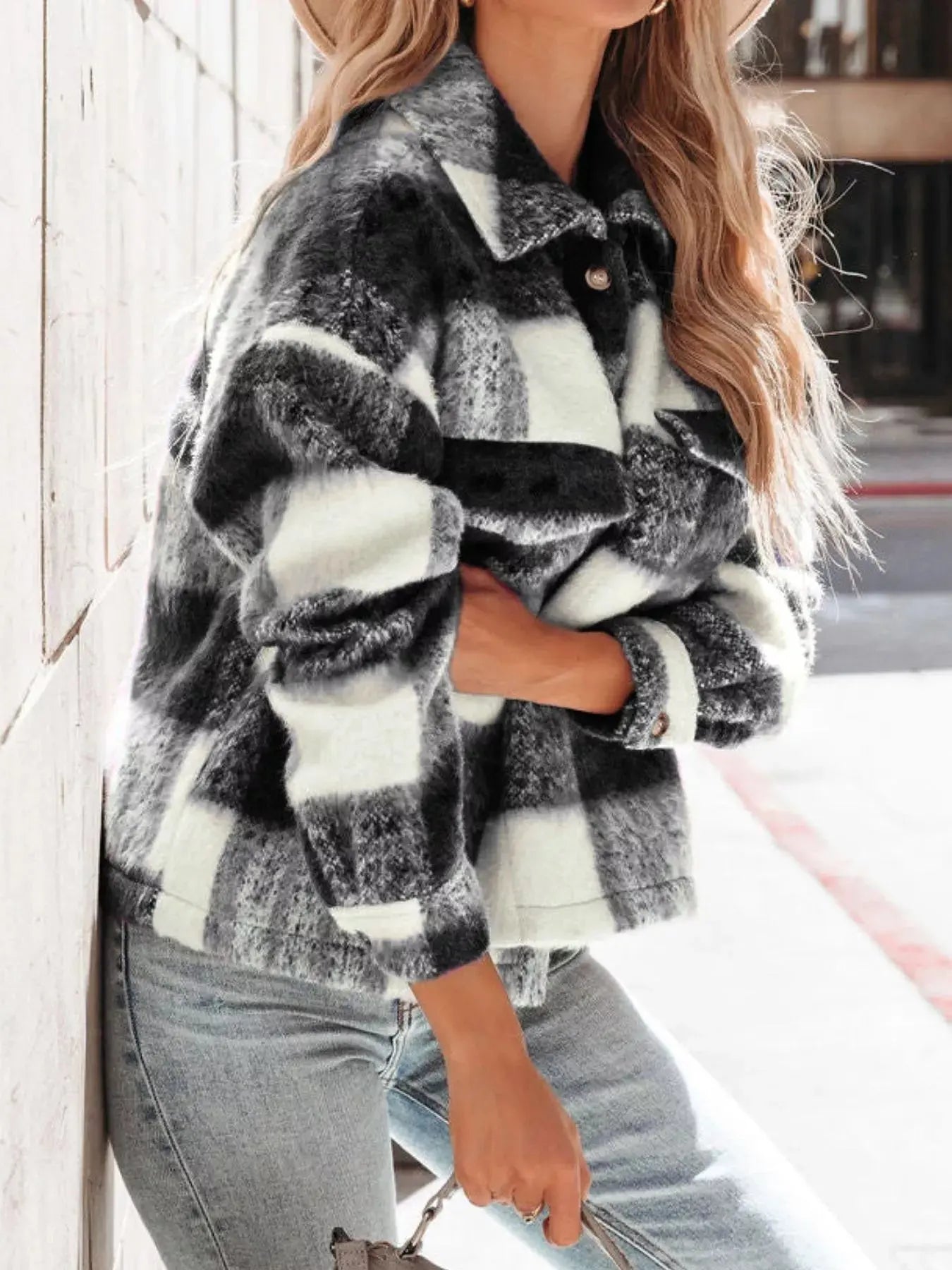 Plaid Button-Down Shacket Simply Love