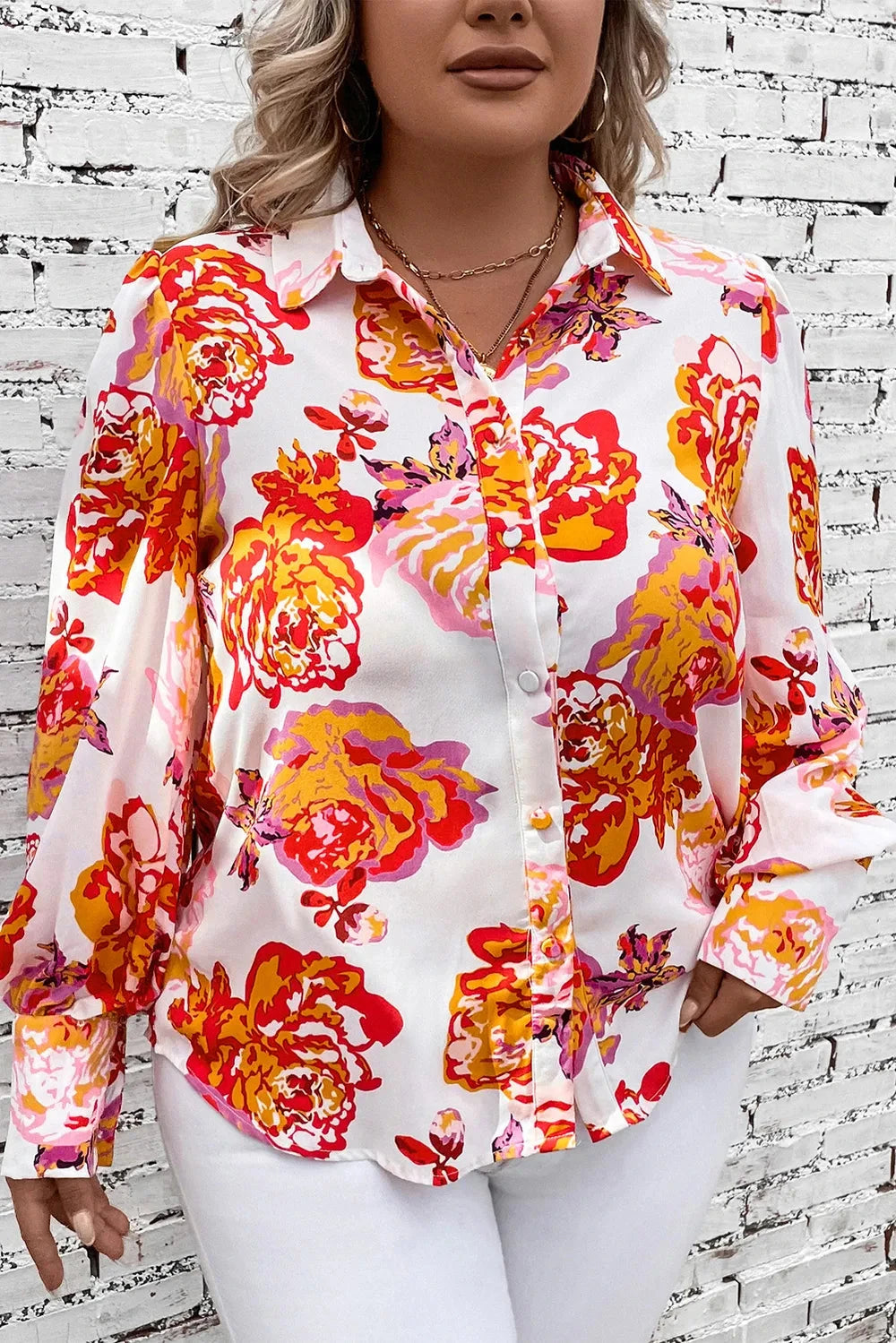 Plus Size Printed Long Sleeve Shirt Coco’s Tee Boutique