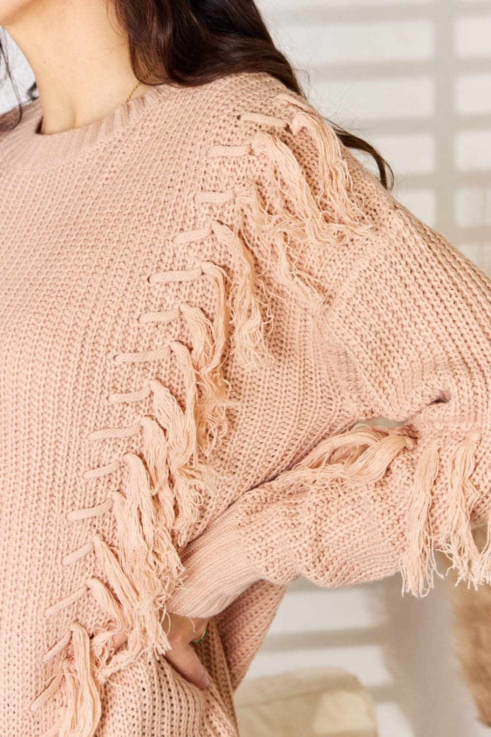 And The Why Tassel Detail Long Sleeve Sweater.