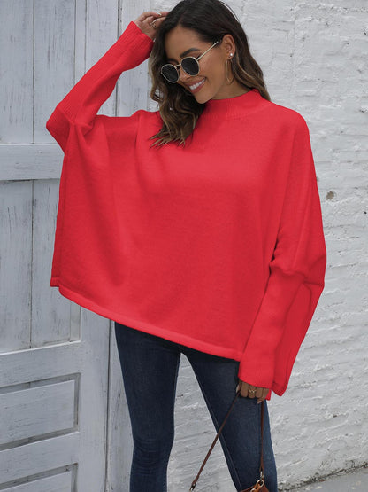 Loose Hem Plain Sweater.