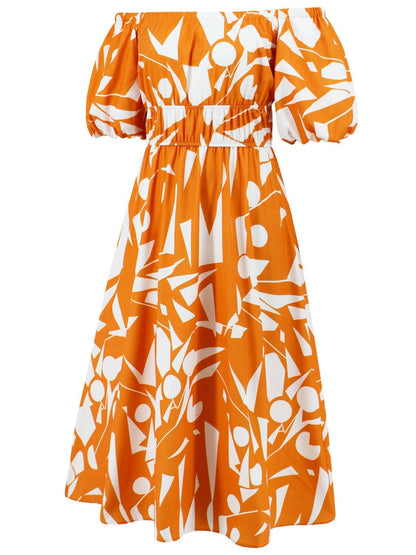 Printed Off-Shoulder Balloon Sleeve DressStep into Style with our Printed Off-Shoulder Balloon Sleeve Dress
 
 
Chic and Trendy: Elevate your wardrobe with this stylish off-shoulder dress featuring balloon Love Salve -Shoulder Balloon Sleeve DressColor