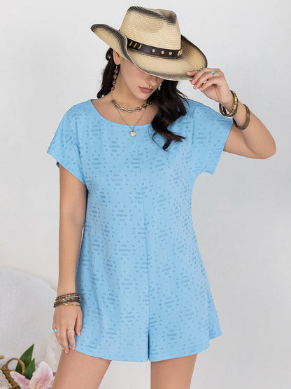 Round Neck Short Sleeve Romper.