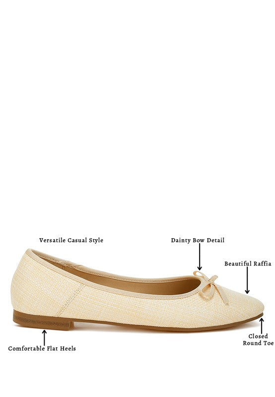 Elegant raffia ballet flats - bow detail