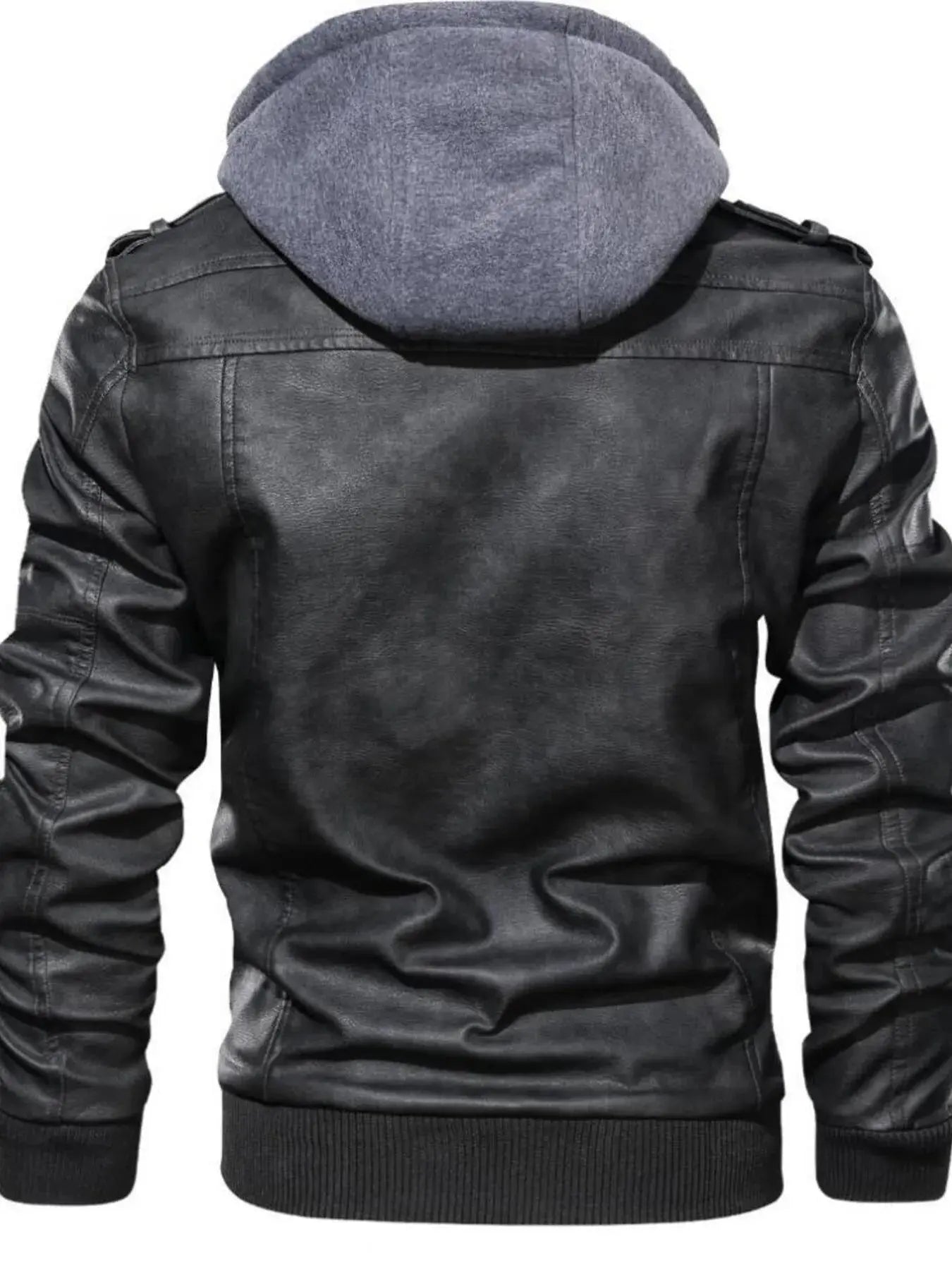 Men's Vintage Hooded PU Leather Jacket Plus Size Lined Simply Love