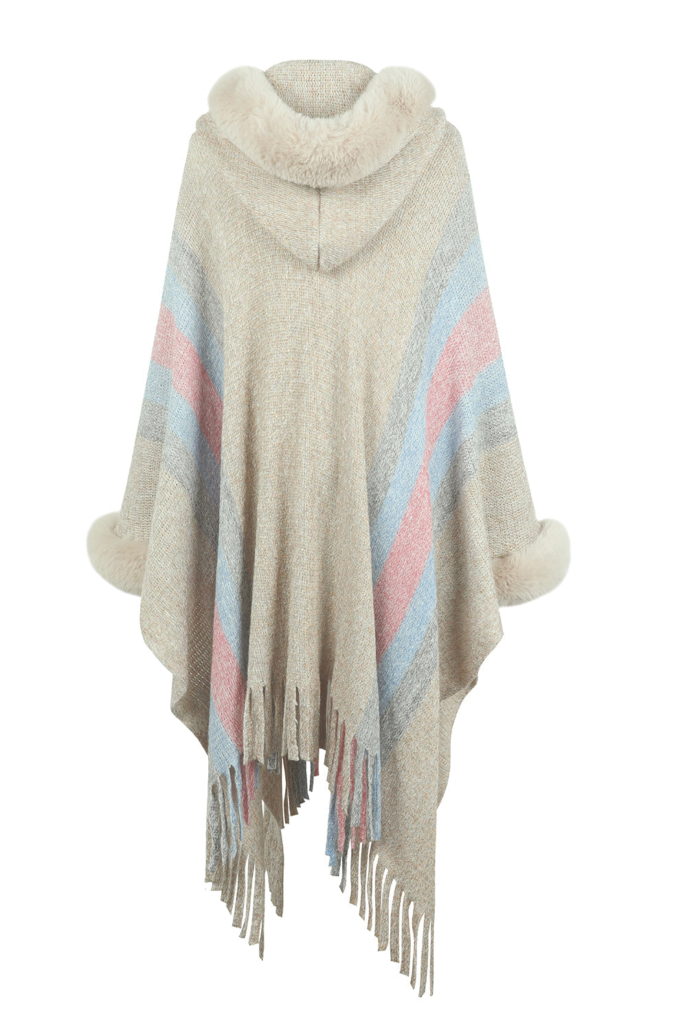 Color Block Fringe Detail Poncho Coco’s Tee Boutique