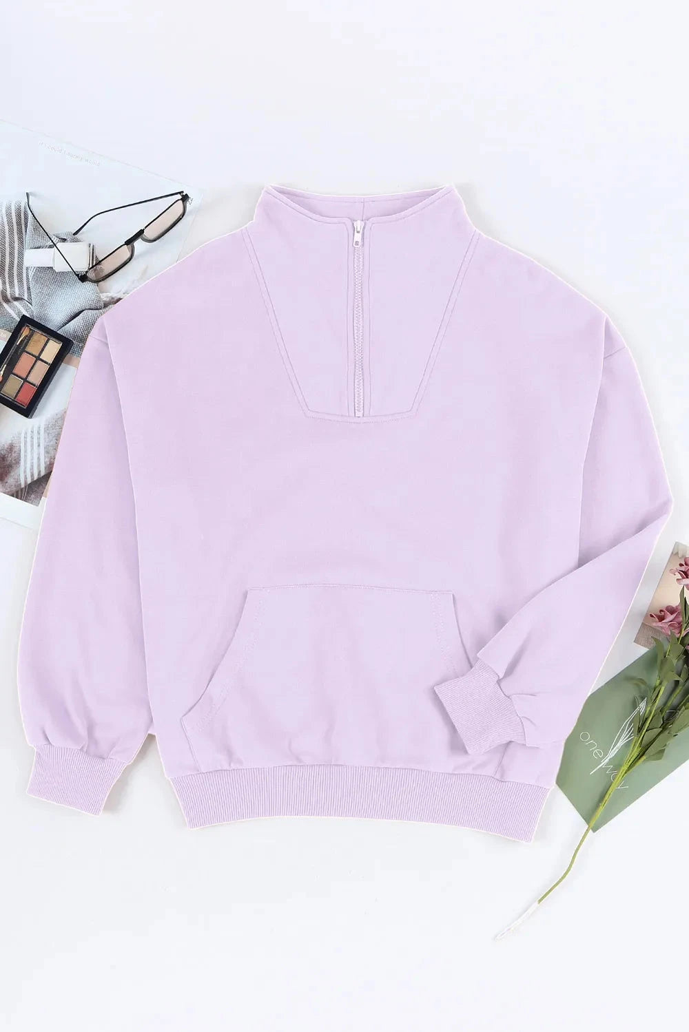 Quarter Zip Dropped Shoulder Sweatshirt Coco’s Tee Boutique