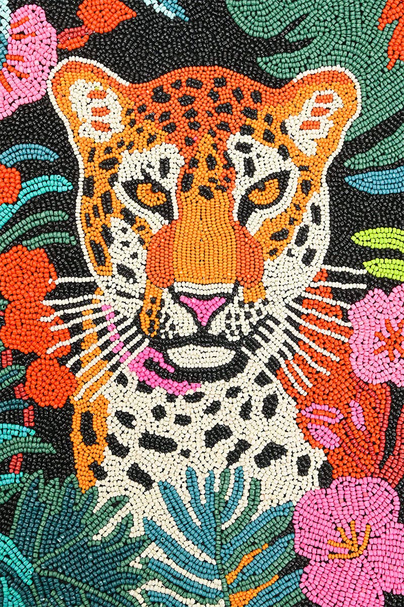 Tropical Leopard Embellished Tote With Luxe Cotton Jacquard Fitkitty Culture Athleisure Wear, Yoga Wear & Women's Clothing