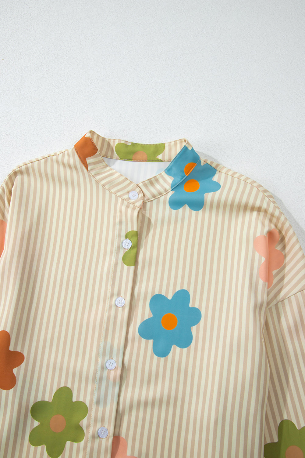 Apricot floral button-up shirt