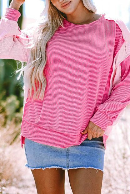 Chic colorblock cable knit sweatshirt