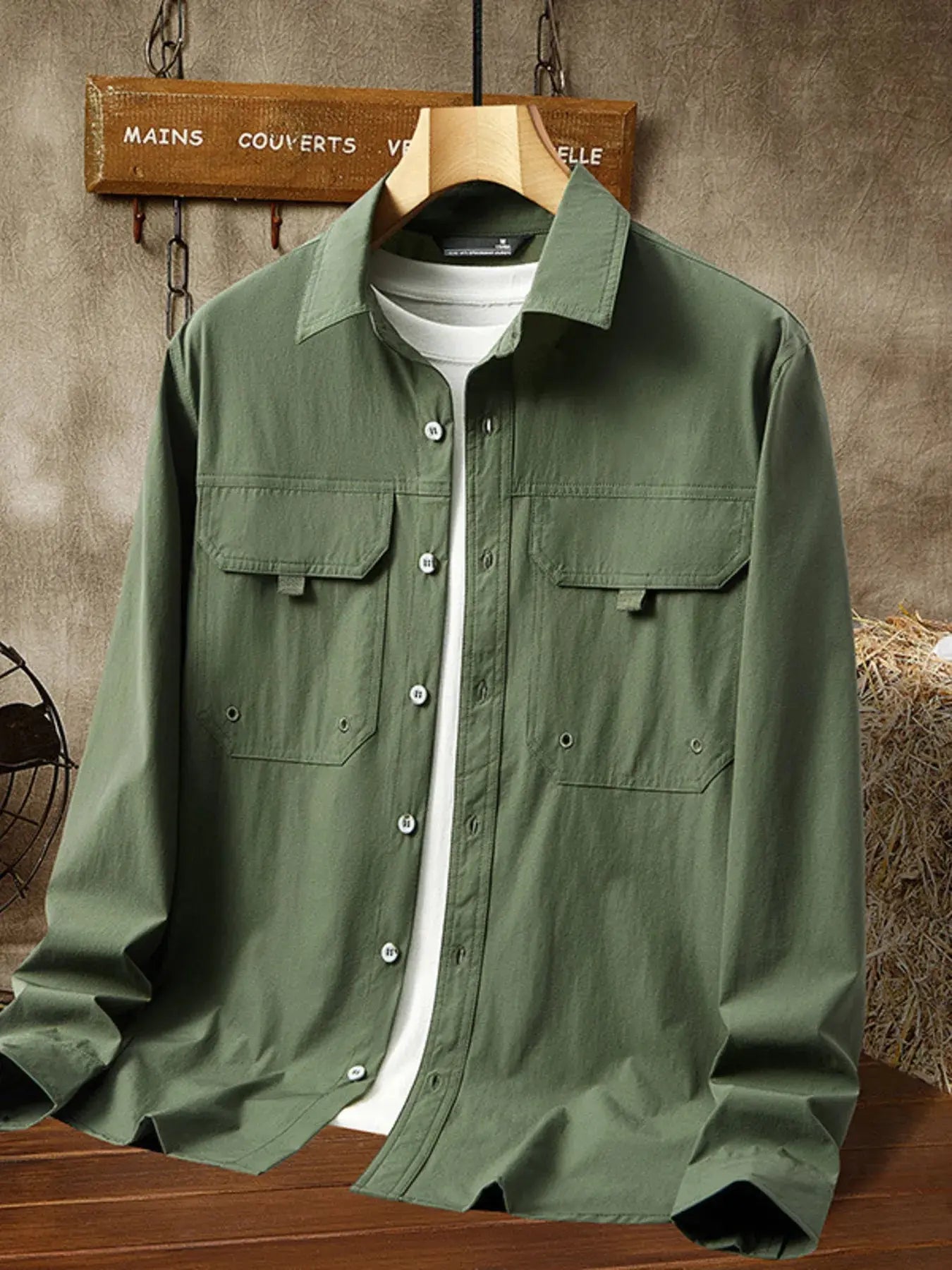 Men's Plus Size Casual Lightweight Button-Down Shacket Simply Love