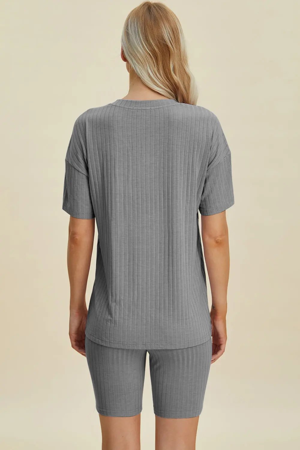 Basic Bae Full Size Ribbed V-Neck Short Sleeve Top and Shorts Set - Love Salve