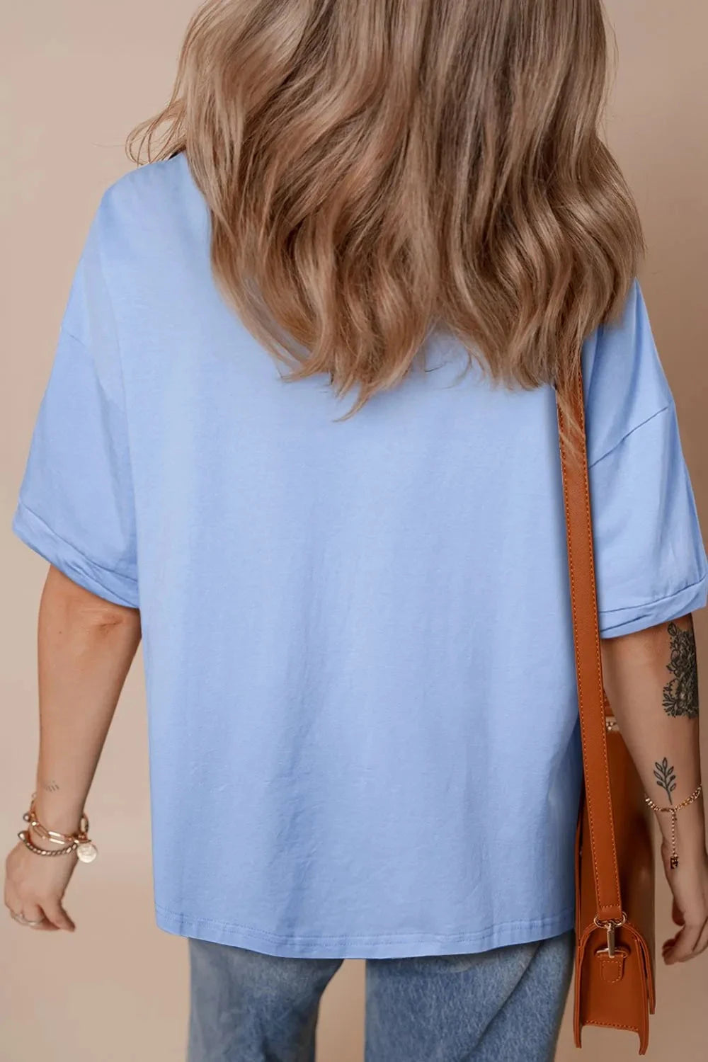 USA Patched Drop Sleeve Crewneck T Shirt Simply Love