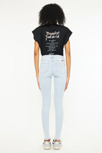Kancan High Rise Super Skinny Jeans for Women in Light Blue Wash - Love Salve 