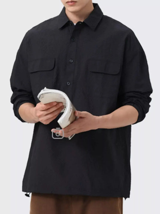 Men's Plus Size Button Detail Textured Relaxed Fit Polo Simply Love