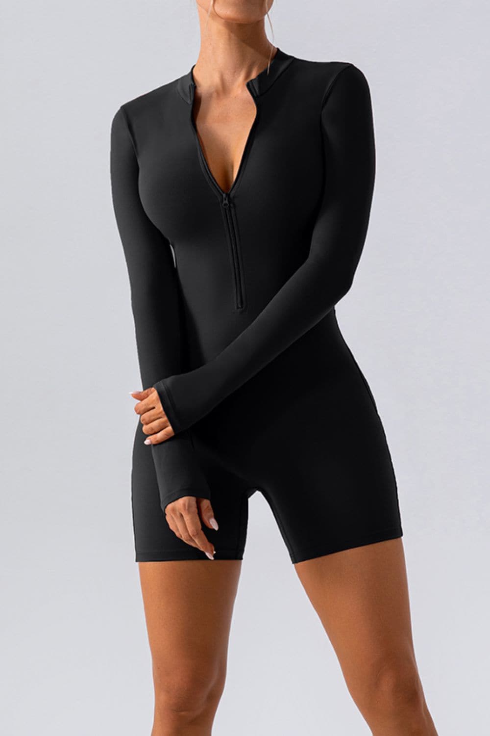 Half Zip Long Sleeve Active Romper.