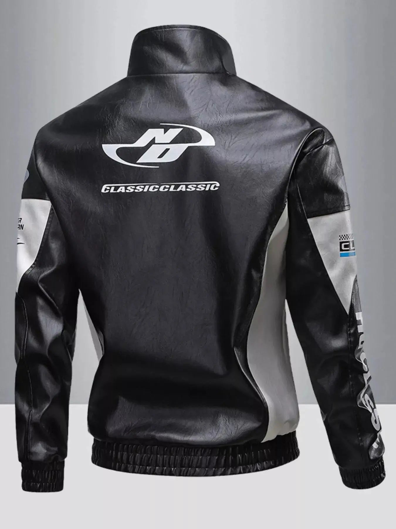 Men's Plus Size Stand Collar Leather Moto Jacket Simply Love