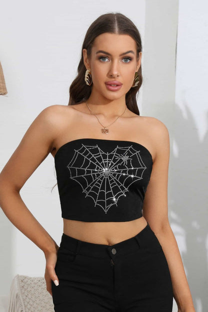 Rhinestone heart crop top