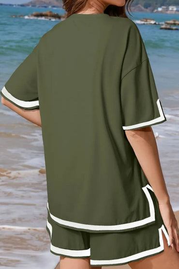 Round Neck Half Sleeve Top and Shorts Set.