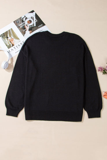 Chic black sequined pumpkin sweater