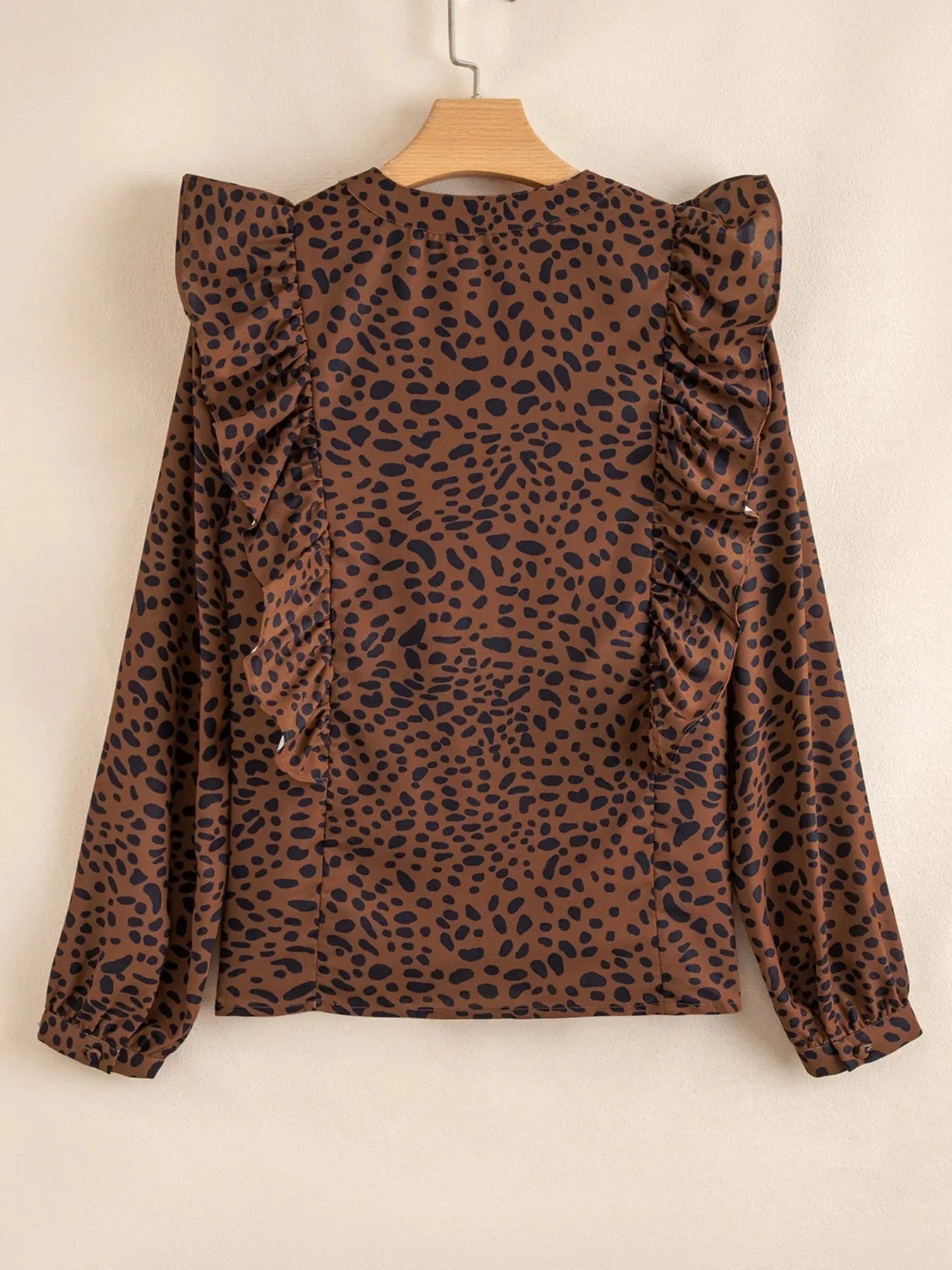 Leopard Print Ruffled Puff Sleeve Blouse Coco’s Tee Boutique