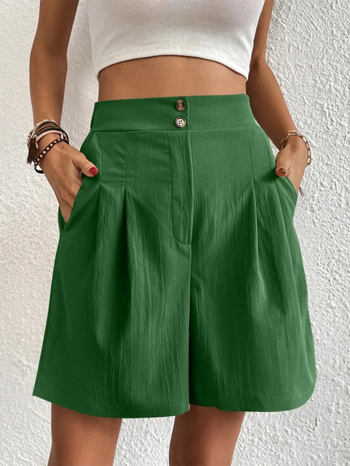 High-waisted pocket shorts for women - Love Salve 