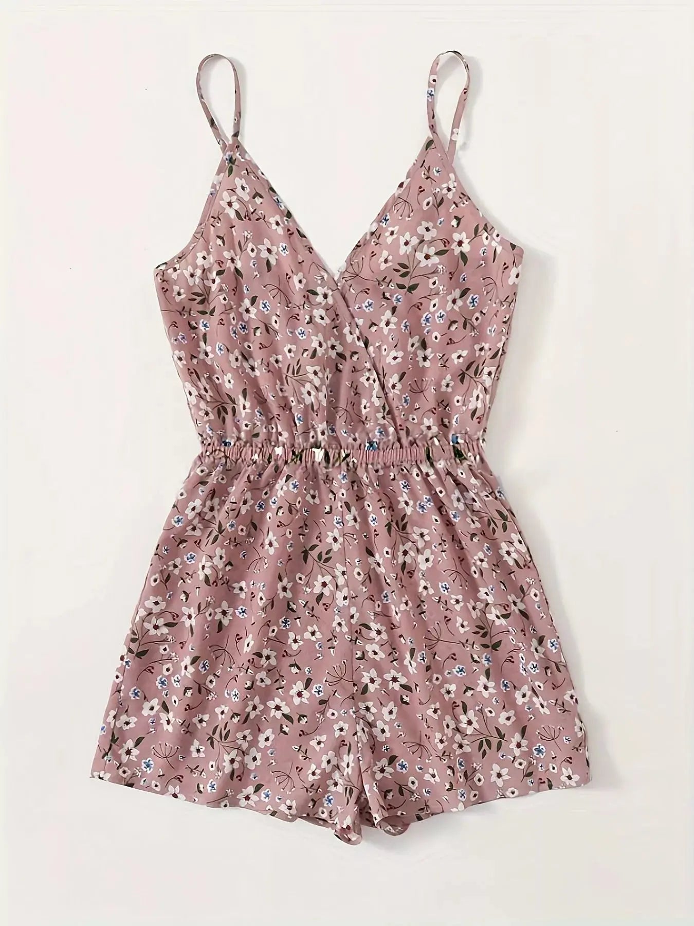 Floral Print Spaghetti Strap Romper Simply Love