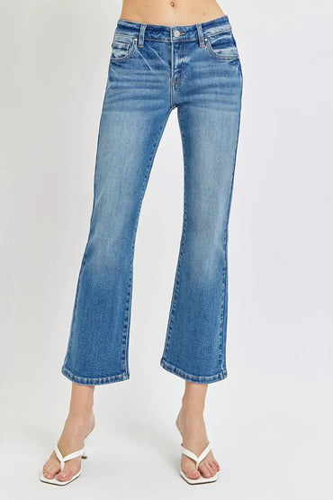 Risen Full Size Low Rise Crop Flare Jeans Plus Size - Love Salve 