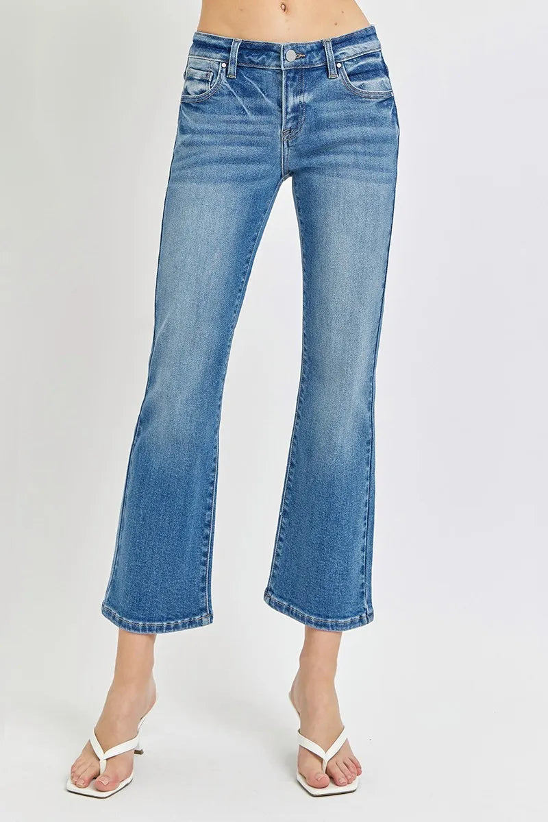 Risen Full Size Low Rise Crop Flare Jeans Plus Size - Love Salve 