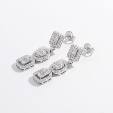 925 Sterling Silver Inlaid Zircon Earrings.