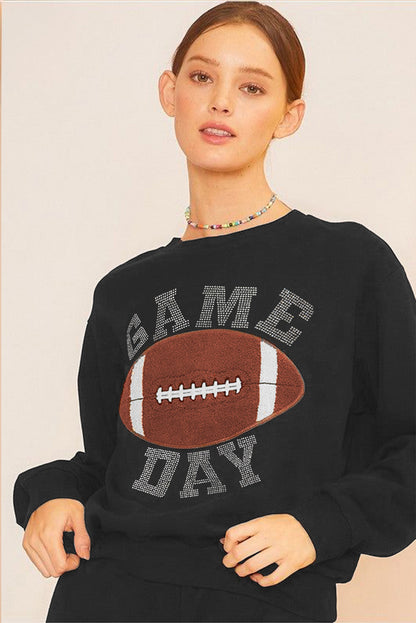 Casual black rugby graphic pullover and shorts set for game day