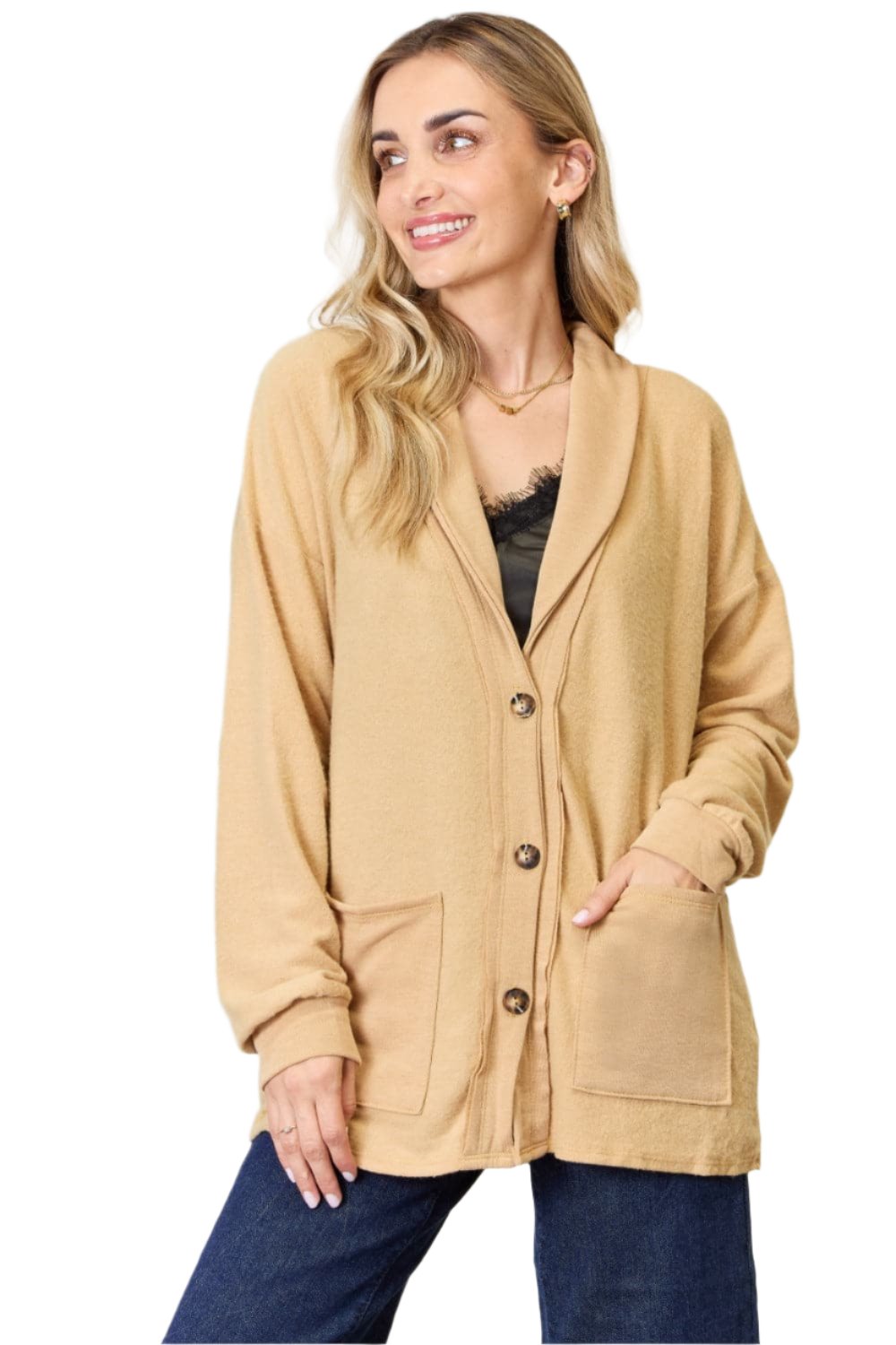 Heimish Full Size Button Up Long Sleeve Cardigan